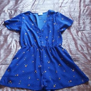 Floral and Polka Dot Print Romper/Jumpsuit